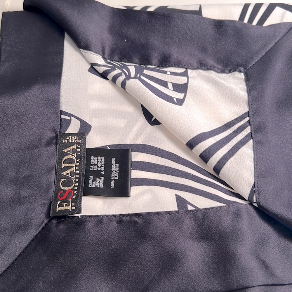 Escada Silk Scarf - Black/White Bows